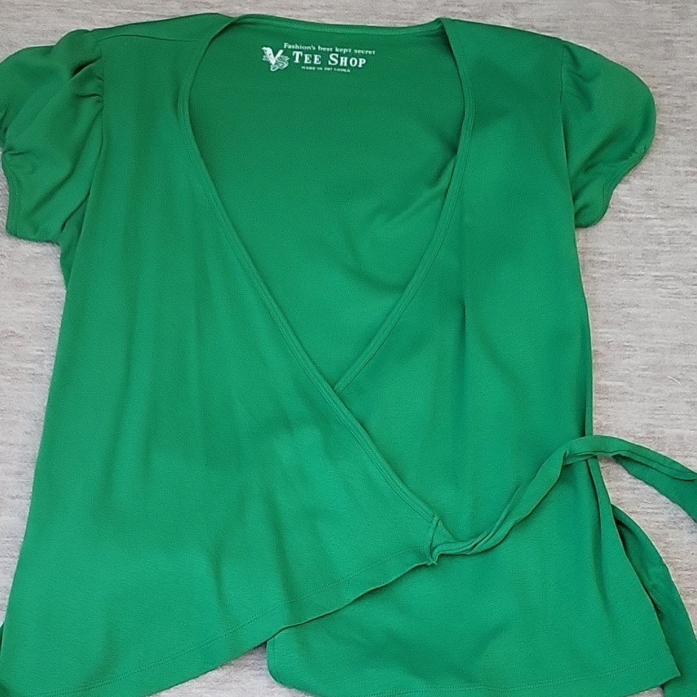 Vibrant Green Wrap Blouse by Tee Shop
